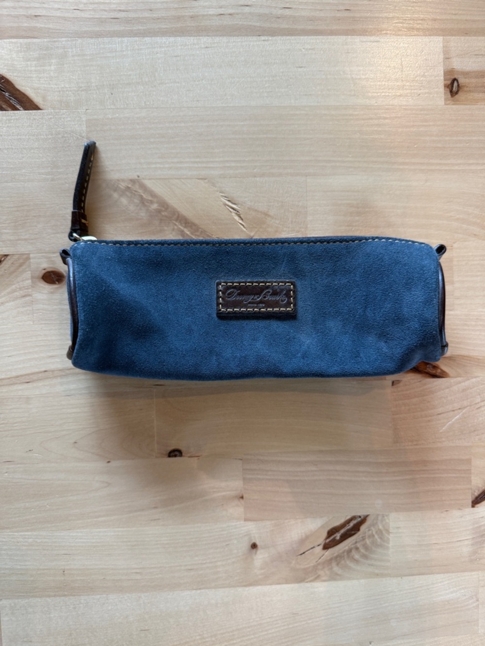 Vintage Dooney & Bourke Navy Suede pencil Pouch